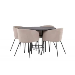 Copenhagen Rundt Spisebordssæt - Beige og Sort