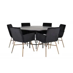 Copenhagen Rundt Spisebordssæt - Sort og Kobber