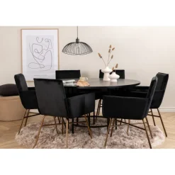 Copenhagen Rundt Spisebordssæt - Sort og Kobber