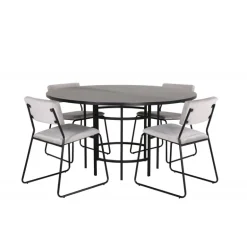 Copenhagen Rundt Spisebordssæt - Sort og Lysegrå