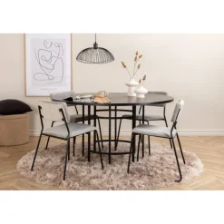 Copenhagen Rundt Spisebordssæt - Sort og Lysegrå