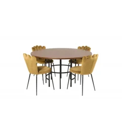 Copenhagen Rundt Spisebordssæt - Sort og Brun og Messing