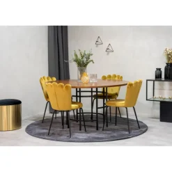 Copenhagen Rundt Spisebordssæt - Sort og Brun og Messing