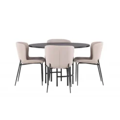 Copenhagen Rundt Spisebordssæt - Sort og Mørkegrå