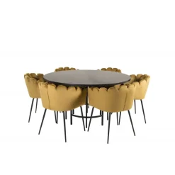 Copenhagen Rundt Spisebordssæt - Sort og Messing