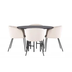 Copenhagen Rundt Spisestuesæt - Beige og Sort