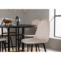 Copenhagen Rundt Spisestuesæt - Beige og Sort