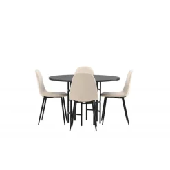 Copenhagen Rundt Spisestuesæt - Beige og Sort