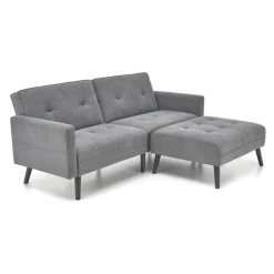 CORNELIUS sammenklappelig sofa med ottoman, - Grå
