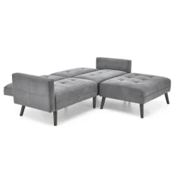CORNELIUS sammenklappelig sofa med ottoman, - Grå