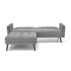 CORNELIUS sammenklappelig sofa med ottoman, - Grå