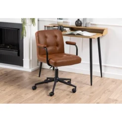 Cosmo skrivebordsstol brun læderlook