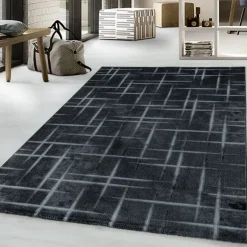 Costa Kortluvet tæppe Stribet - Sort