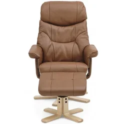 Cosy lænestol med skammel Cognac læder