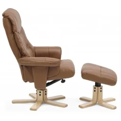 Cosy lænestol med skammel Cognac læder