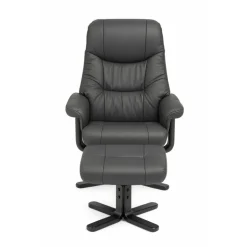 Cosy lænestol med skammel Sort læder