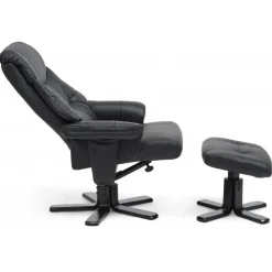 Cosy lænestol med skammel Sort læder