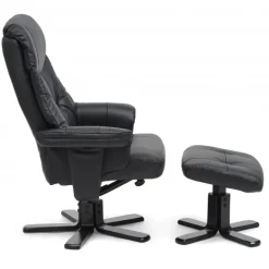 Cosy lænestol med skammel Sort læder