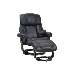 Crown Lænestol med skammel Læder - sort