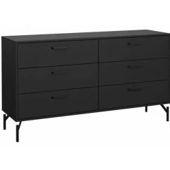 Dana dobbeltkommode med 6 skuffer - mat sort, 138 x 39 x 76,6 cm