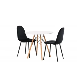 Danburi Rundt Spisebordssæt - Sort og Hvid