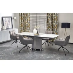 DANCAN Spisebord med udtræk, 160 kan udvides til 220 cm - Hvid og Grå