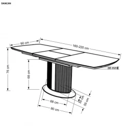 DANCAN Spisebord med udtræk, 160 kan udvides til 220 cm - Hvid og Grå