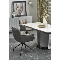 DANCAN Spisebord med udtræk, 160 kan udvides til 220 cm - Hvid og Grå