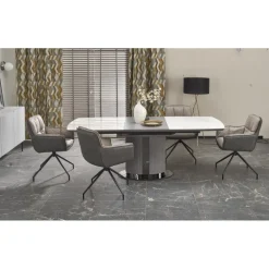 DANCAN Spisebord med udtræk, 160 kan udvides til 220 cm - Hvid og Grå