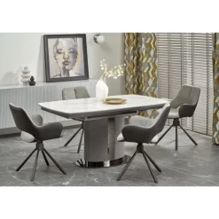 DANCAN Spisebord med udtræk, 160 kan udvides til 220 cm - Hvid og Grå