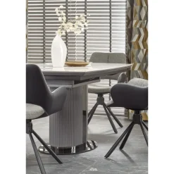 DANCAN Spisebord med udtræk, 160 kan udvides til 220 cm - Hvid og Grå