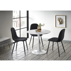 DENVER bord, - top - Hvid marmor, ben - Hvid