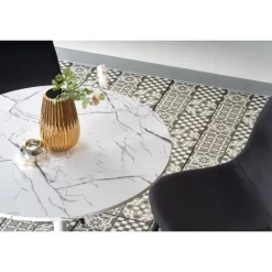 DENVER bord, - top - Hvid marmor, ben - Hvid