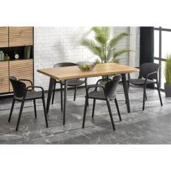 DICKSON 2 Spisebordmedudtræk 150-210, Naturlig / Sort