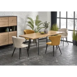 DICKSON 2 Spisebordmedudtræk 150-210, Naturlig / Sort