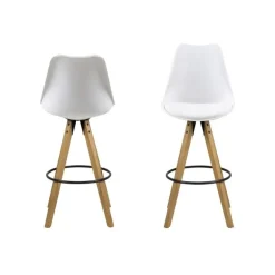 Dima barstol - Hvid m. oliebehandlede egetræsben