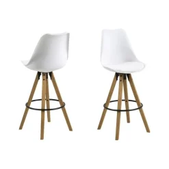 Dima barstol - Hvid m. oliebehandlede egetræsben