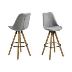 Dima barstol - Lysegrå m. oliebehandlede træben