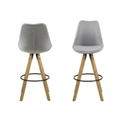 Dima barstol - Lysegrå m. oliebehandlede træben