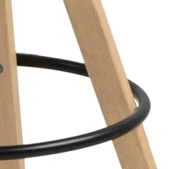 Dima barstol hvid læderlook - m. ben i gummitræ bejdset med egetræslook