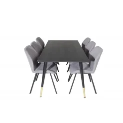 Dipp e Spisebordssæt - Sort, Messing Grå