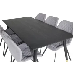 Dipp e Spisebordssæt - Sort, Messing Grå