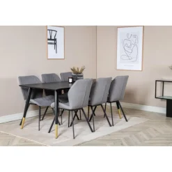 Dipp e Spisebordssæt - Sort, Messing Grå