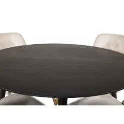 Dipp Rund Spisebordssæt - Beige, Sort og Messing