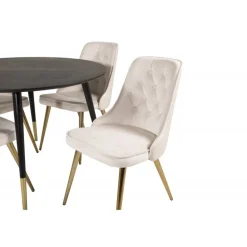 Dipp Rund Spisebordssæt - Beige, Sort og Messing