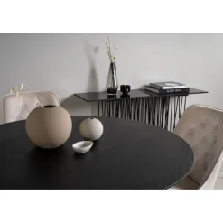 Dipp Rund Spisebordssæt - Beige, Sort og Messing