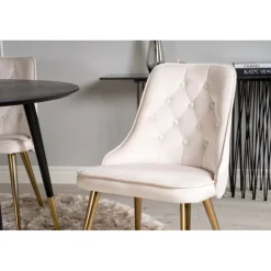 Dipp Rund Spisebordssæt - Beige, Sort og Messing