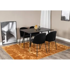 Dipp Rund Spisebordssæt - Sort og Messing