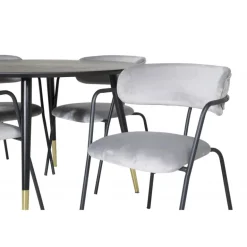 Dipp Rund Spisebordssæt - Sort, Messing Grå