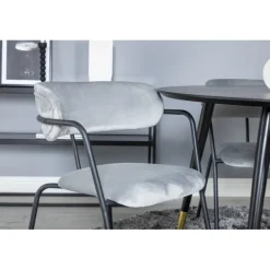 Dipp Rund Spisebordssæt - Sort, Messing Grå